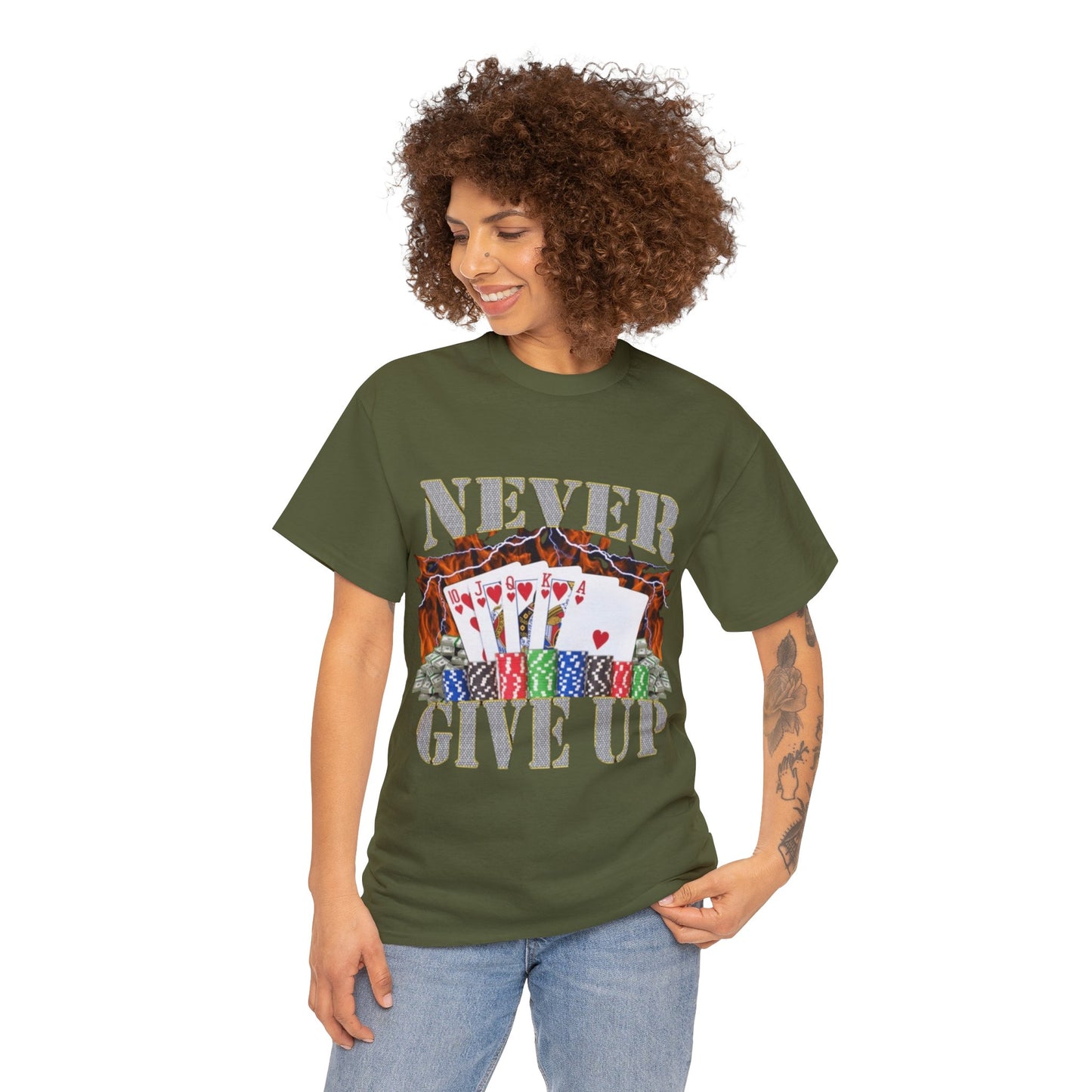 Never Give Up Adult Unisex Shirt, Funny Gambling Poker Meme