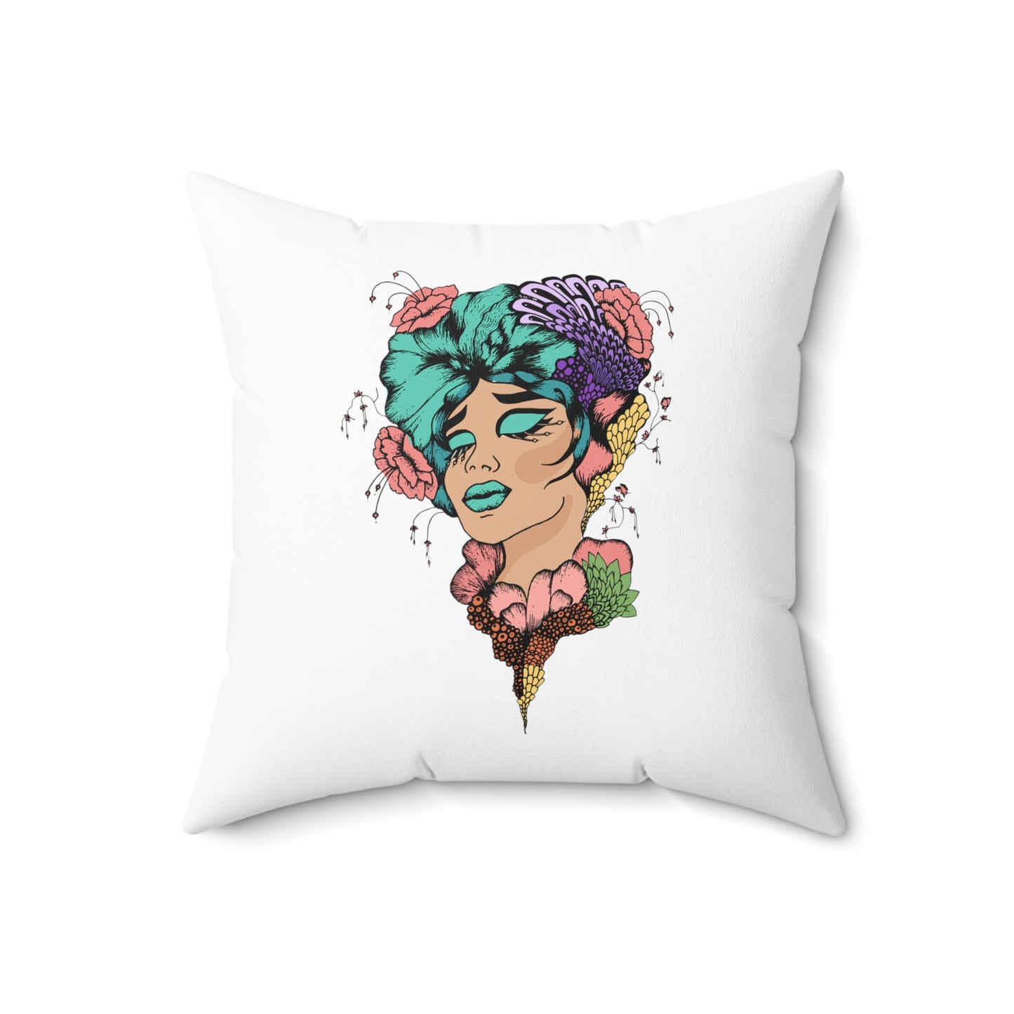 Floral Women Aesthetic Polyester Square Pillow