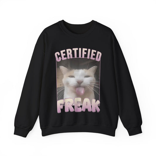 Certified Freak Funny Cat Unisex Crewneck Sweatshirt