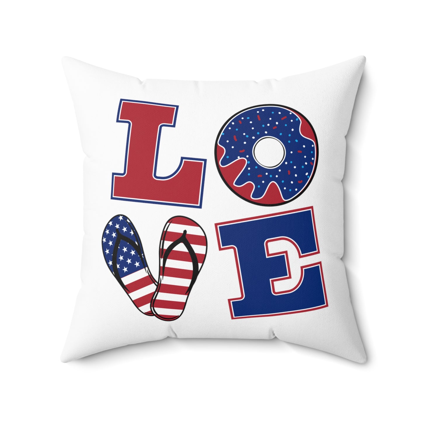 Love American Flag Aesthetic Polyester Square Pillow