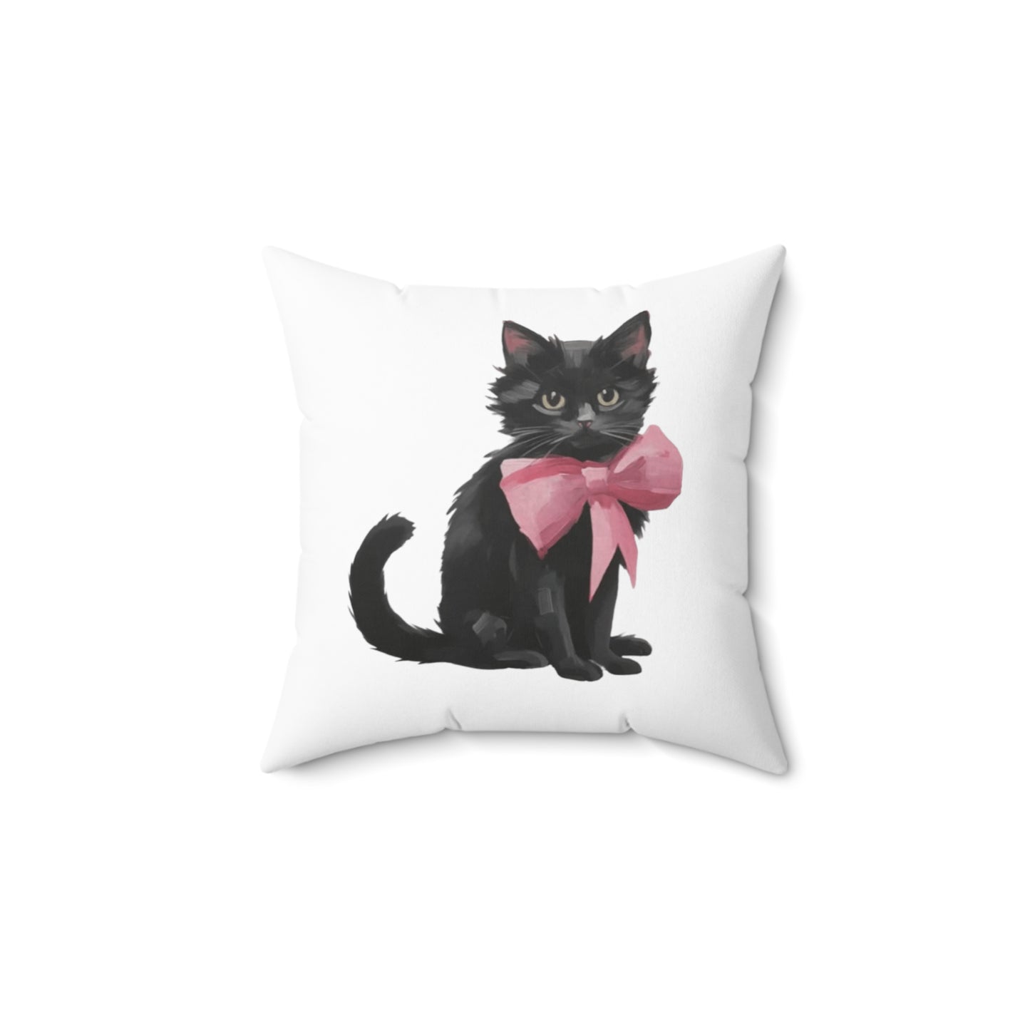 Cat With Bow Spun Polyester Square Pillow