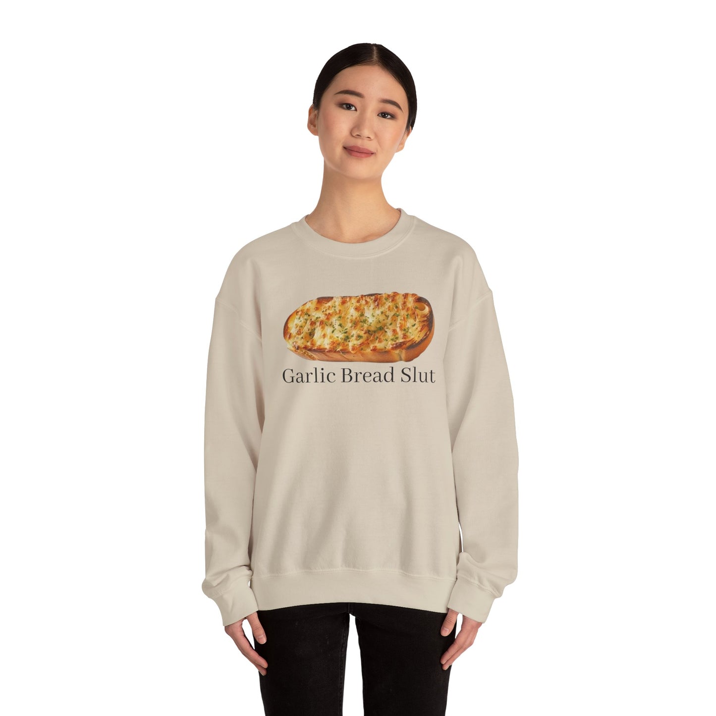 Garlic Bread Sl*t Adult Unisex Crewneck,  Gift Shirt, Parody crewneck