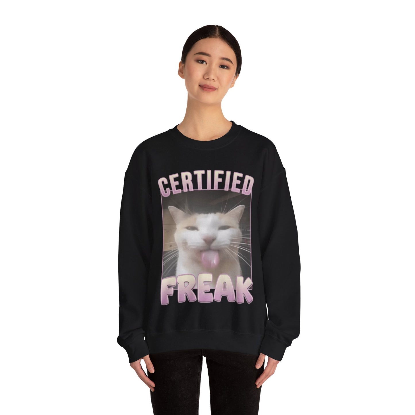 Certified Freak Funny Cat Unisex Crewneck Sweatshirt