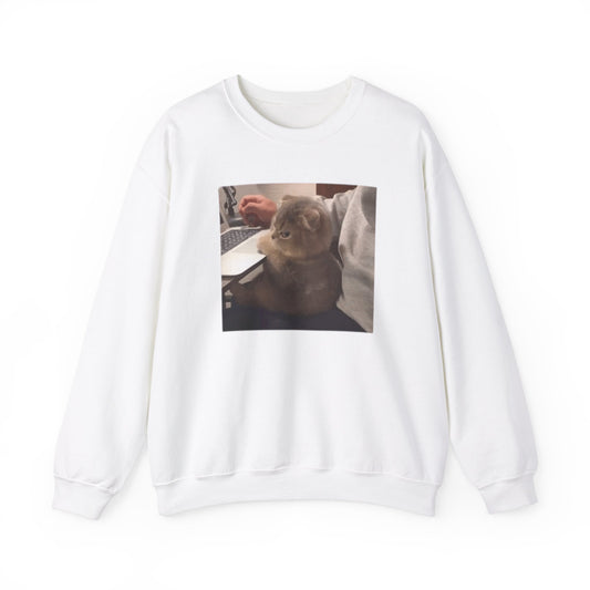 Grump Computer Cat Unisex Crewneck Sweatshirt