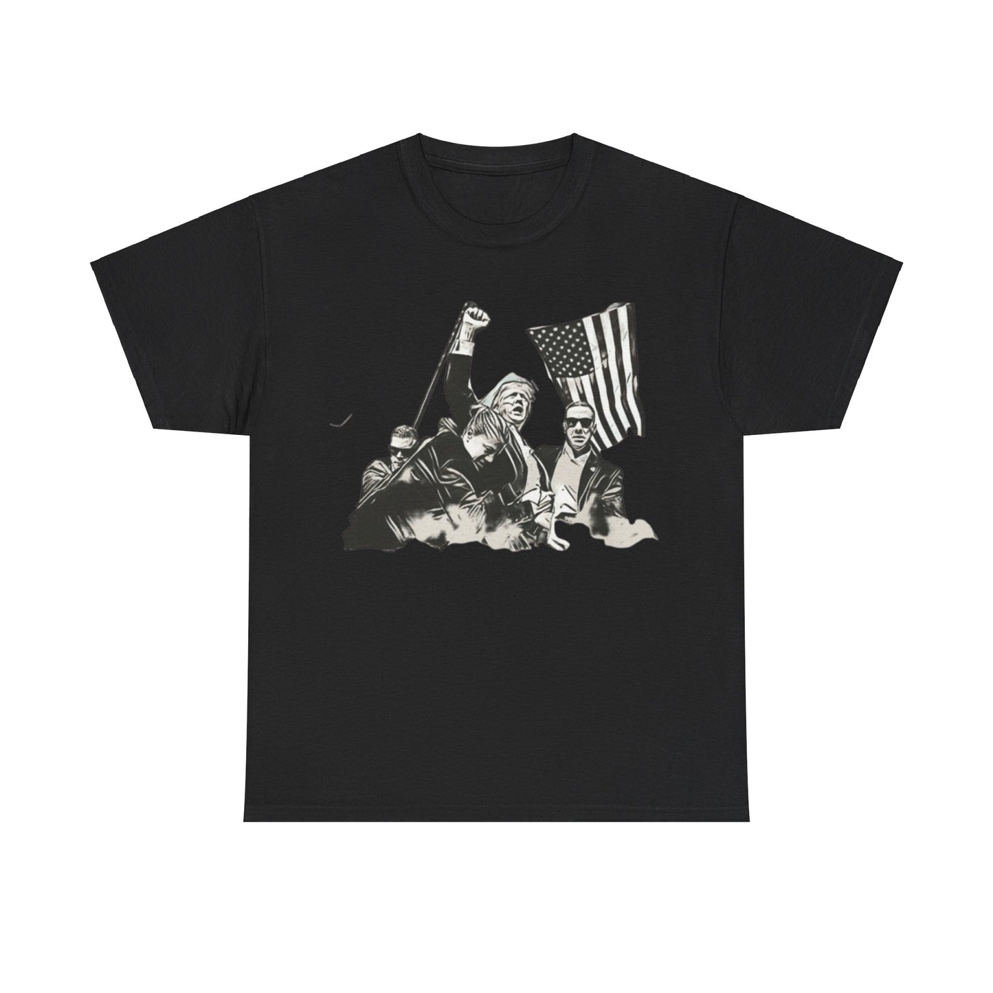 Black And White President Holding Fist Behind Flag Tee Unisex Shirt