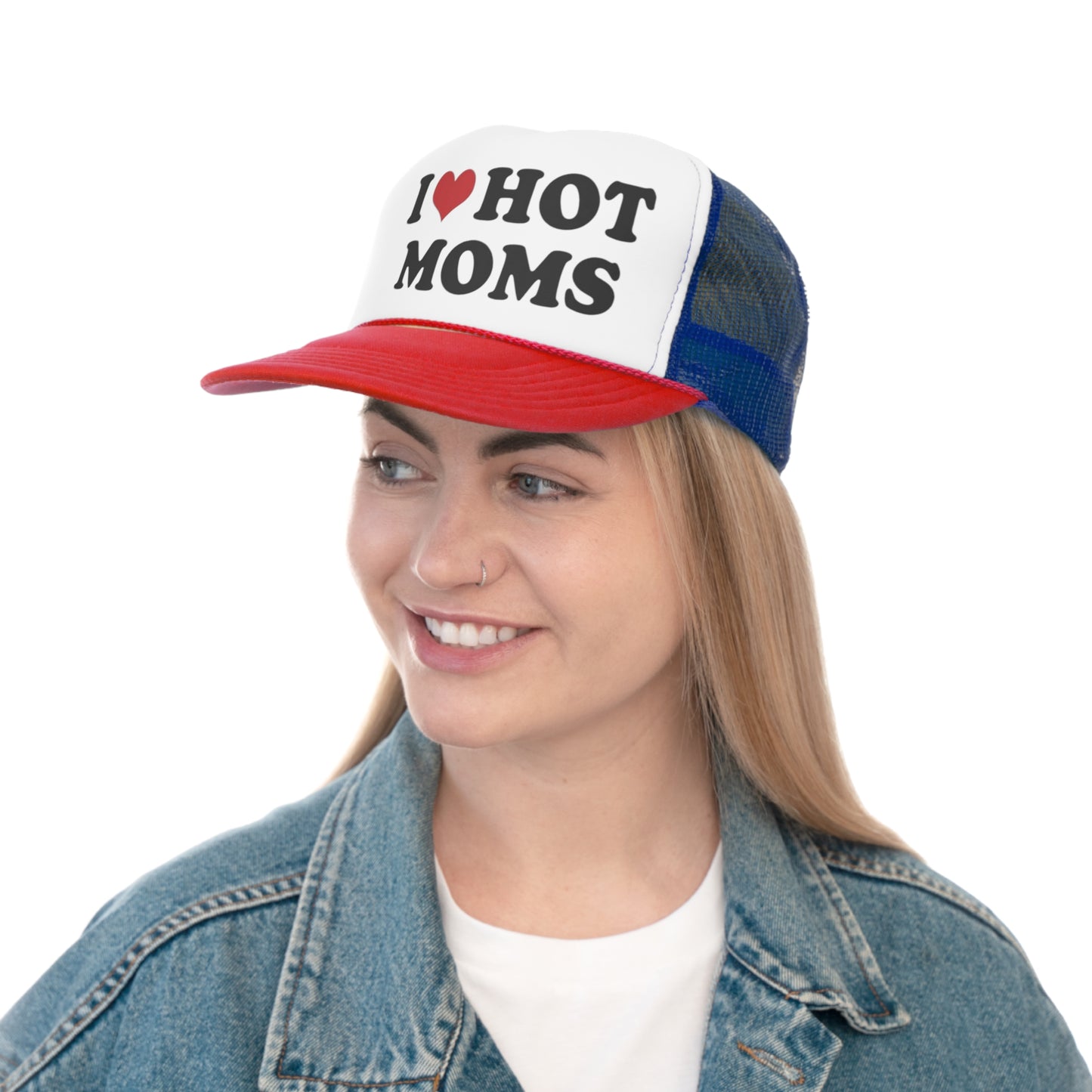 I Love Hot Moms Trucker Caps