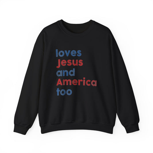 Loves Jesus And America Too Unisex Crewneck Sweatshirt