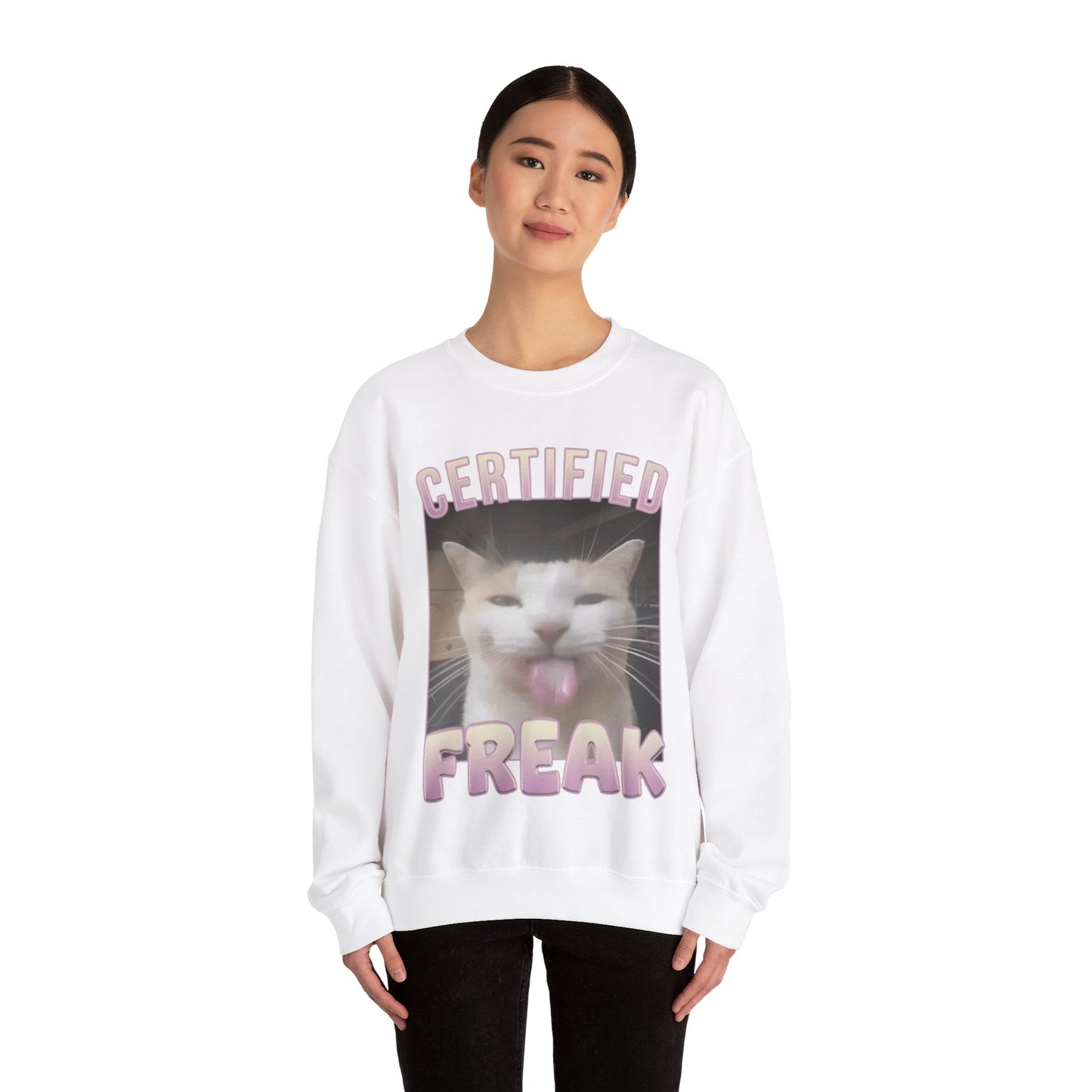 Certified Freak Funny Cat Unisex Crewneck Sweatshirt