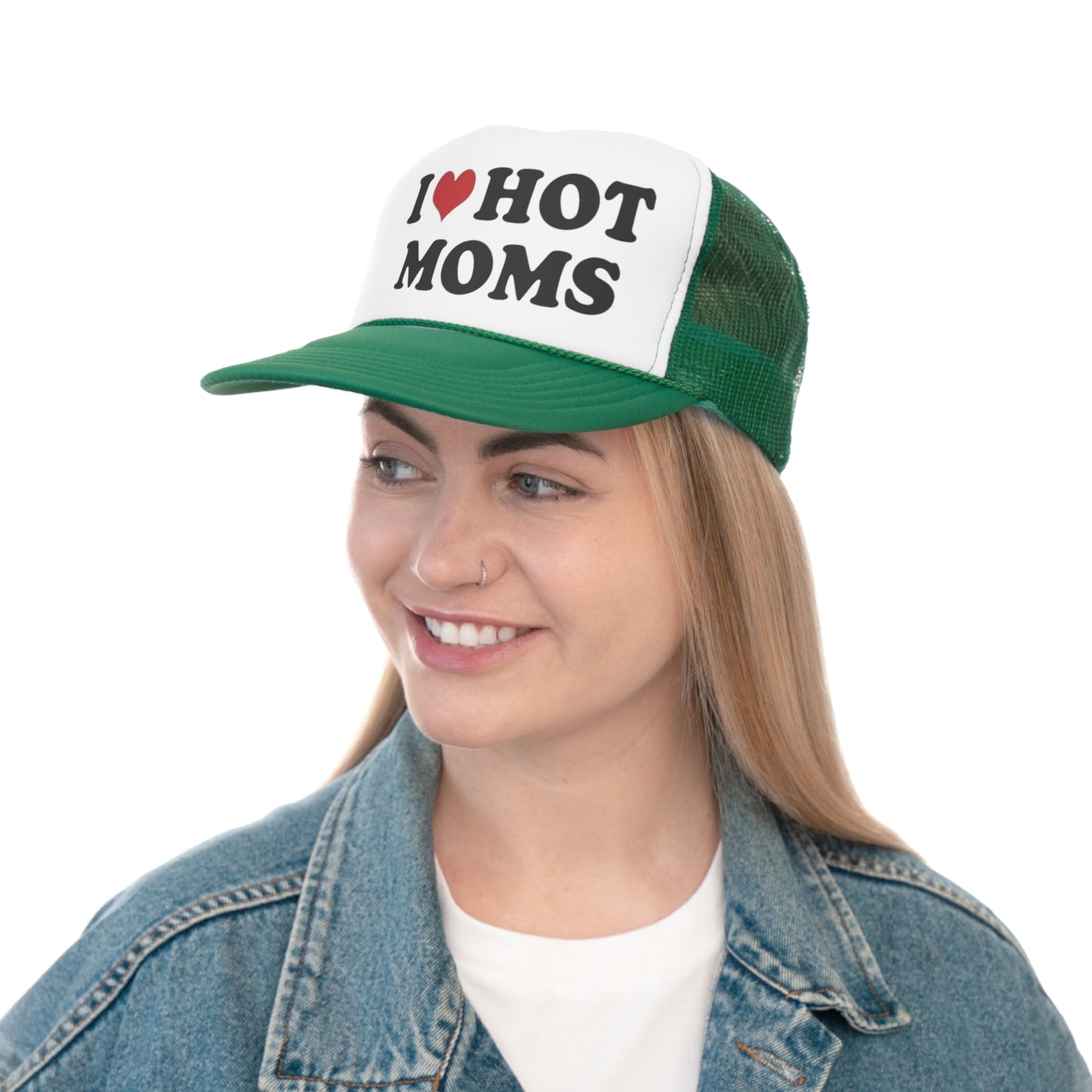 I Love Hot Moms Trucker Caps