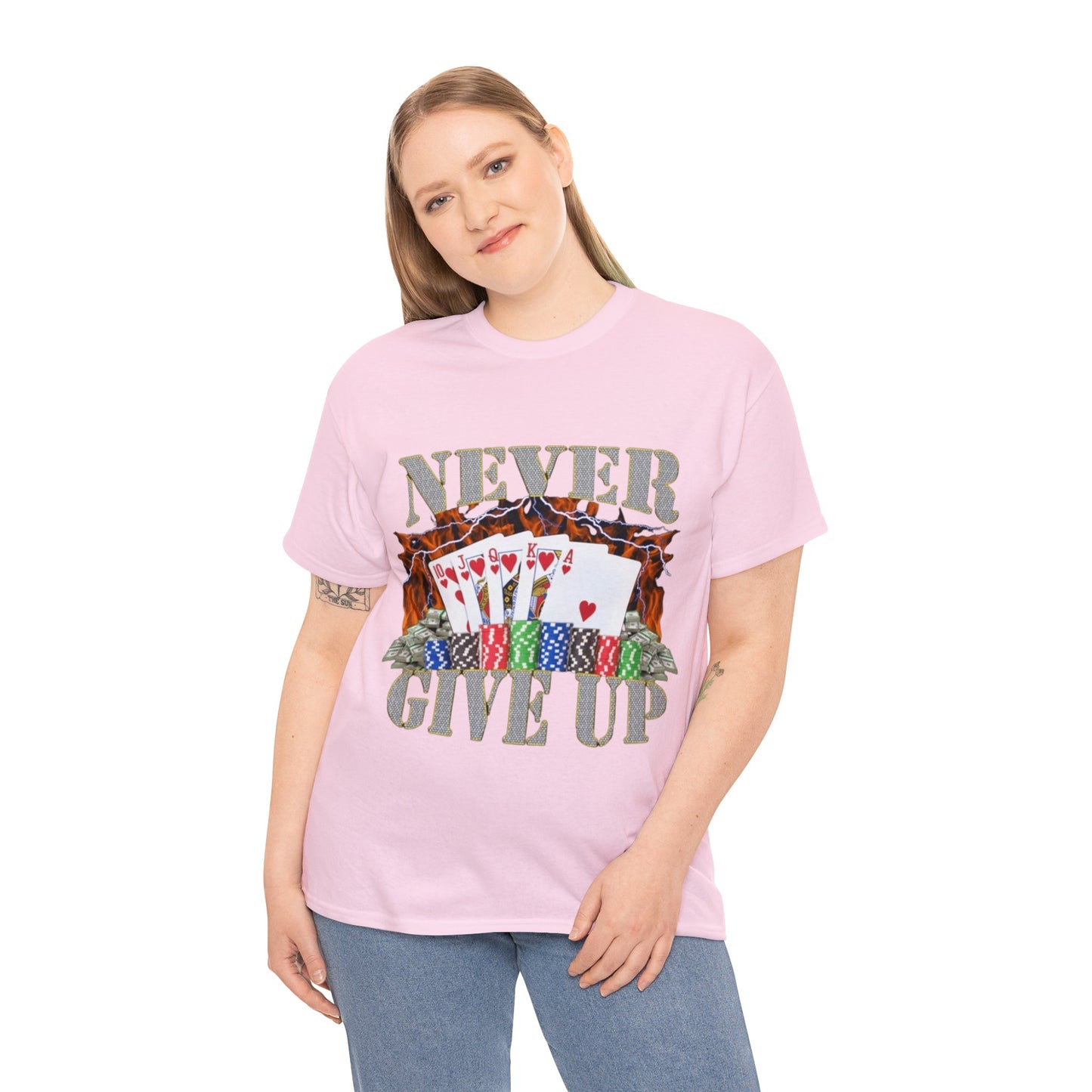 Never Give Up Adult Unisex Shirt, Funny Gambling Poker Meme