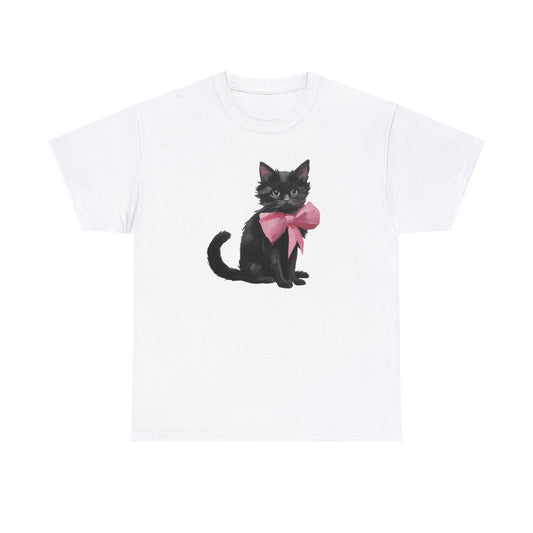 Black Cat With Bow T Shirt Unisex