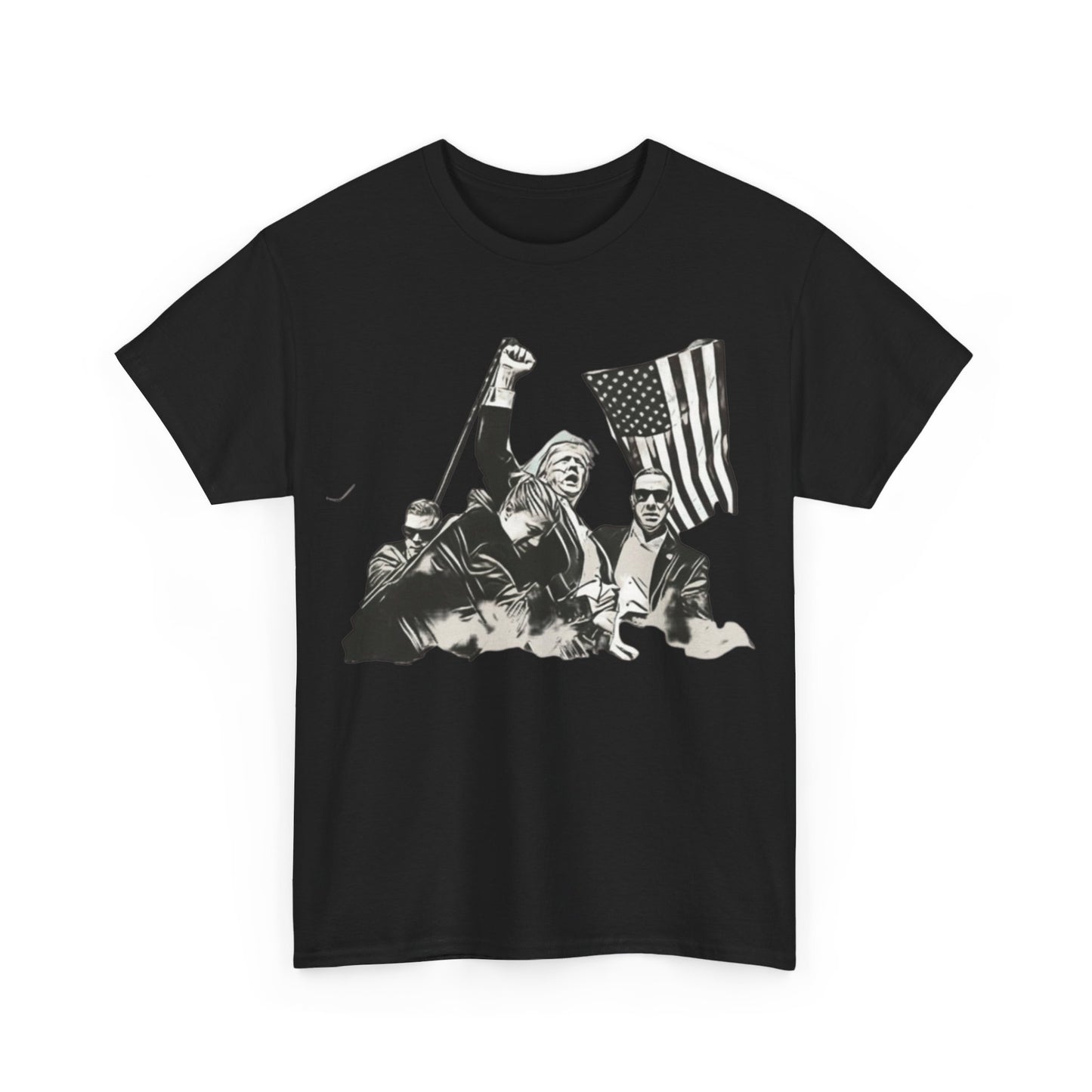 Black And White President Holding Fist Behind Flag Tee Unisex Shirt