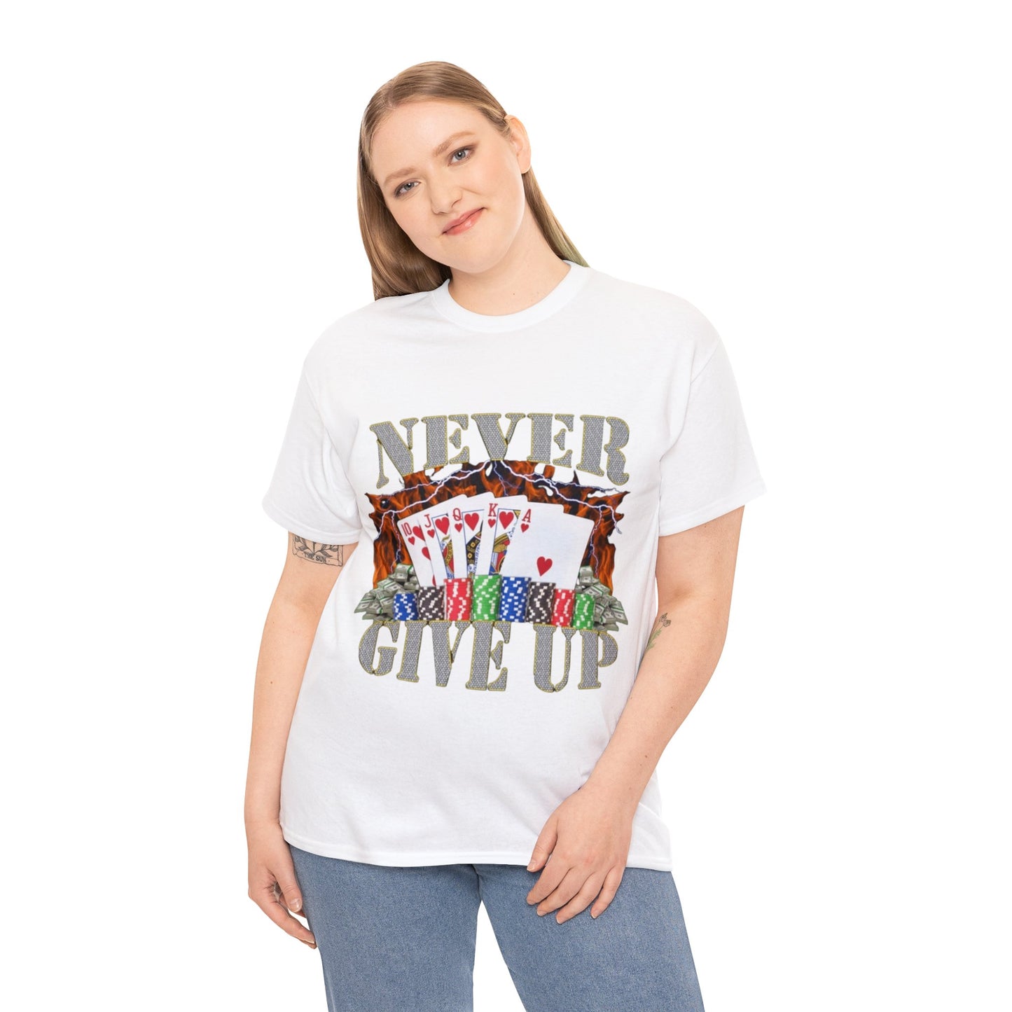 Never Give Up Adult Unisex Shirt, Funny Gambling Poker Meme