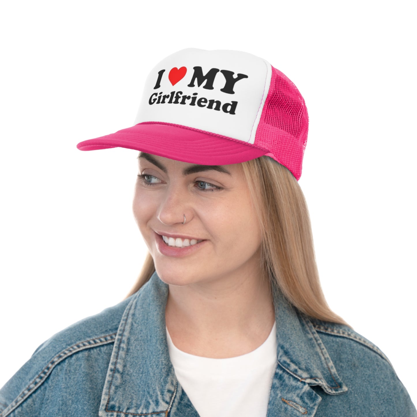 I Love My Girlfriend Trucker Hat, Funny Hats, Gift Hat, Parody Trucker Hat, Trendy Hats, Meme Hat