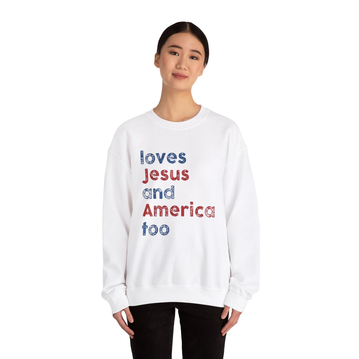 Loves Jesus And America Too Unisex Crewneck Sweatshirt