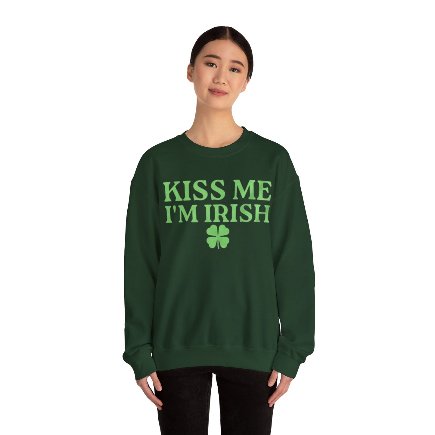 Kiss Me I'm Irish Adult Unisex Crewneck,  Gift Shirt, Parody crewneck, Tiktok, Trendy Tees, Meme Shirts