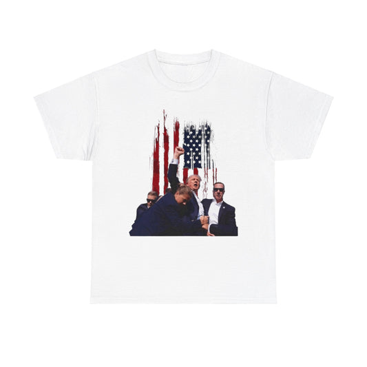 President Holding Fist Behind Flag Tee Unisex Shirt