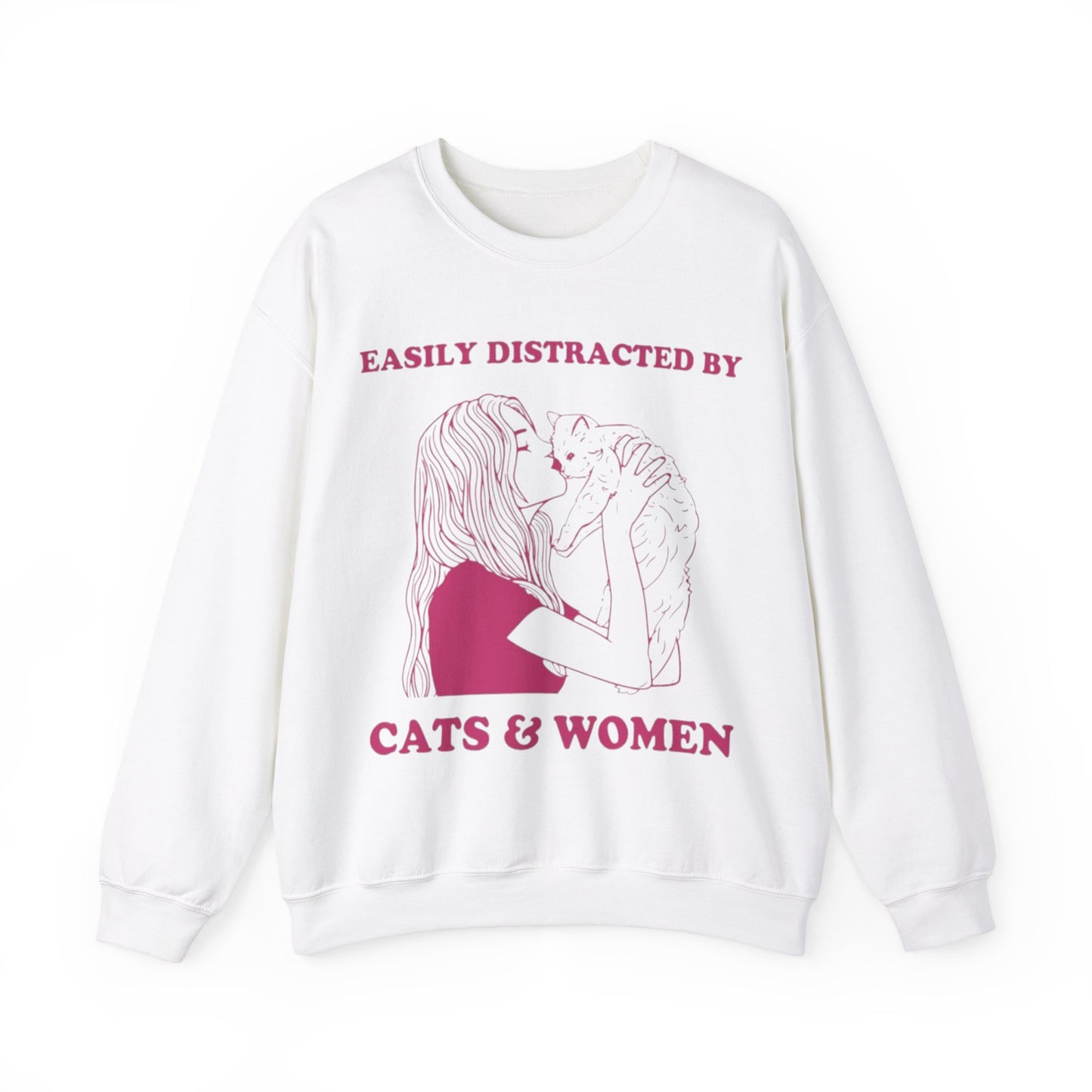 Easily Distracted By Cats And Women Unisex Crewneck Sweatshirt