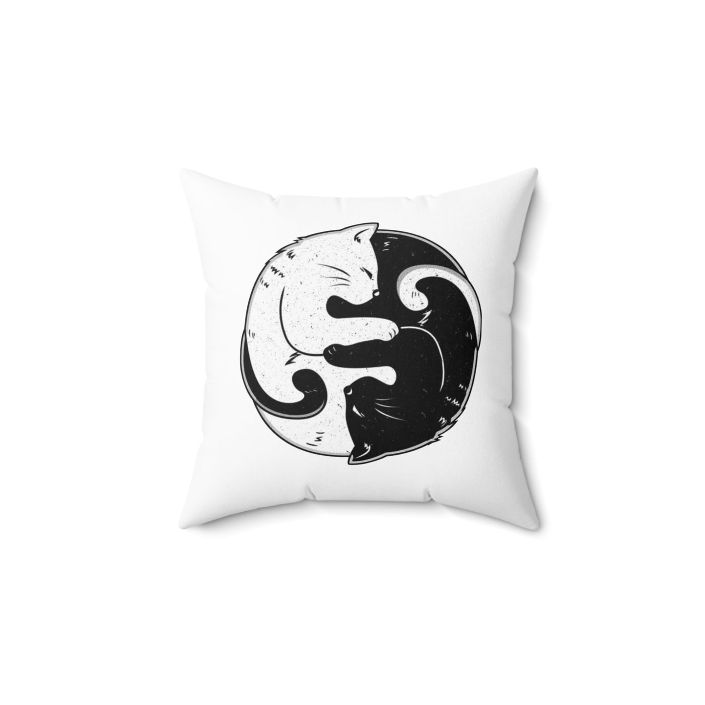 Yin and Yang Cat Polyester Square Pillow