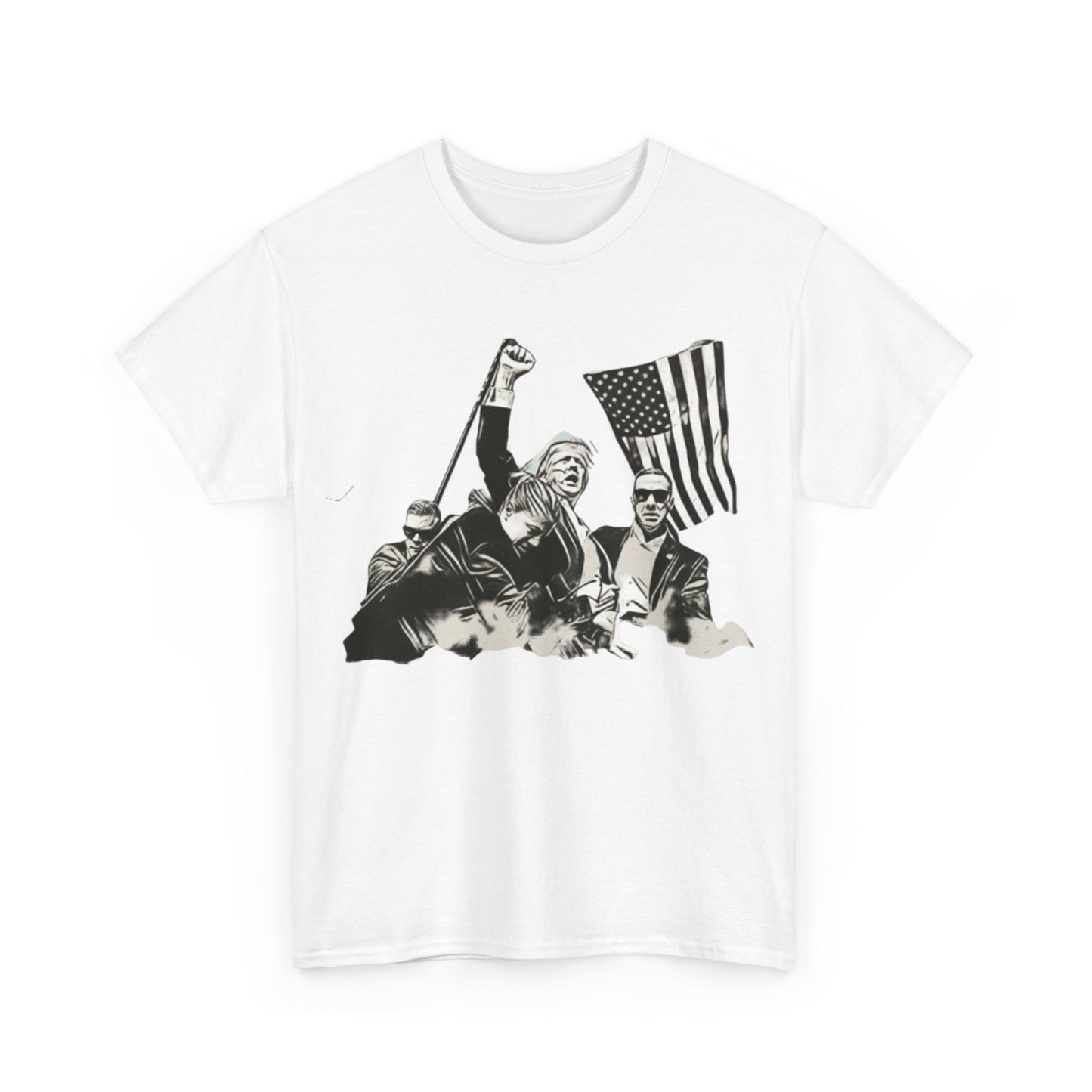 Black And White President Holding Fist Behind Flag Tee Unisex Shirt