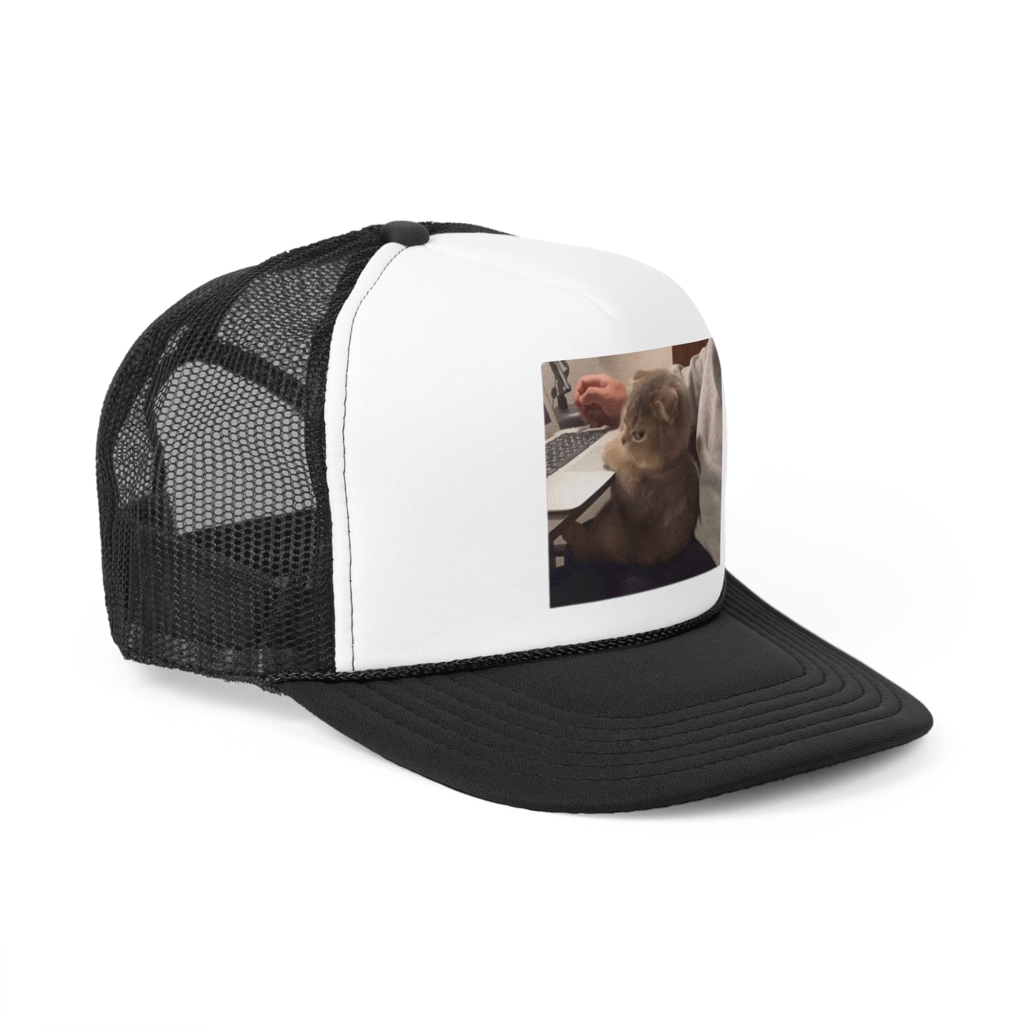 Computer Cat Trucker Hat, Funny Hats, Gift Hat, Parody Trucker Hat, Trendy Hats, Meme Hat