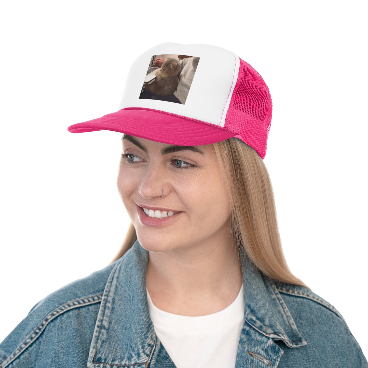 Computer Cat Trucker Hat, Funny Hats, Gift Hat, Parody Trucker Hat, Trendy Hats, Meme Hat