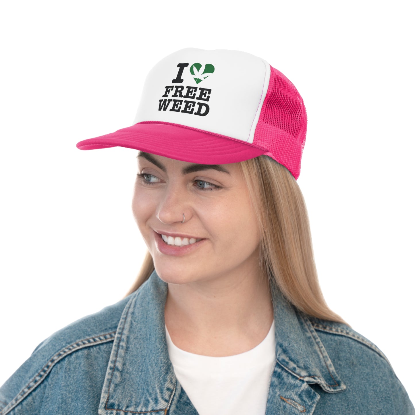 I Love Free Weed Trucker Hat, Funny Hats, Gift Hat, Parody Trucker Hat, Trendy Hats, Meme Hat